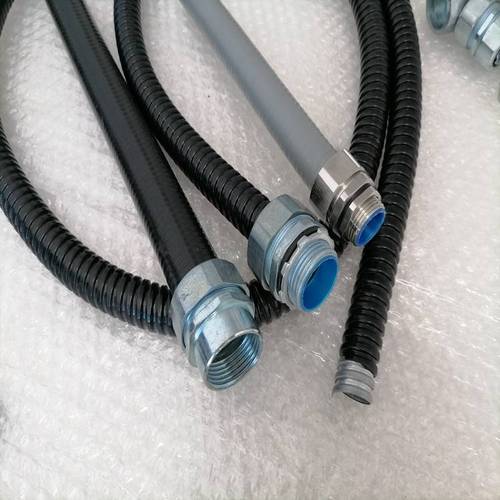 长盛丰源定制包塑软管连接器4分外丝内丝自固卡套电缆保护管接头