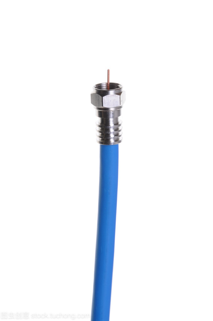 单一蓝色同轴电缆与连接器